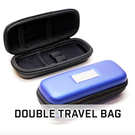 Blue travel bag with room for two EGO size e-cigarettes - Electrocigarette
